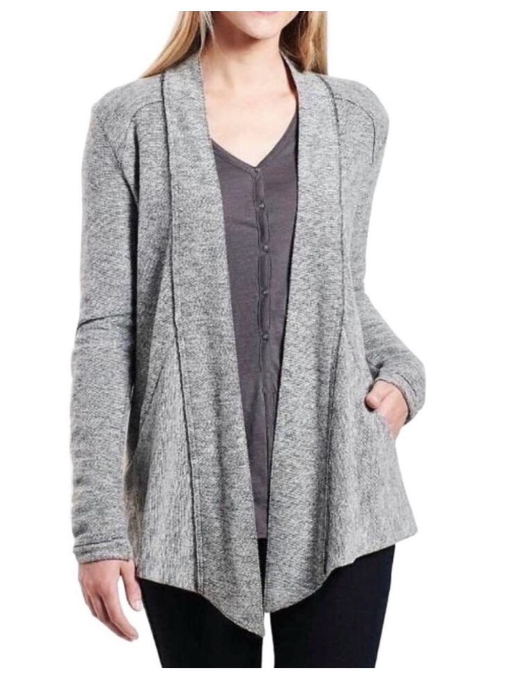 KUHL Nova Wrap Cardigan Sweater in Heathered Gray - Size Medium